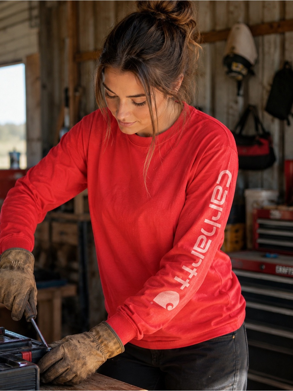 🤎 Carhartt | Loose Fit Heavyweight | Long-Sleeve Graphic T-Shirt | Bittersweet